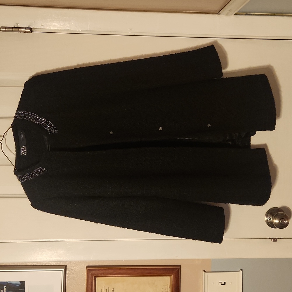 Zara black tweed coat